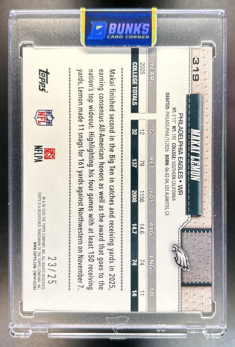 Makai Lemon 2026 Topps #319 Camo 23/25 RC Eagles