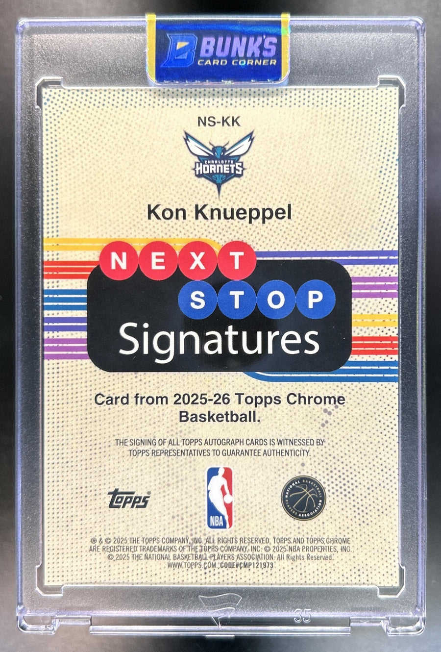 Kon Knueppel 2025-26 Topps Chrome #NS-KK Next Stop Signature RC Auto Hornets