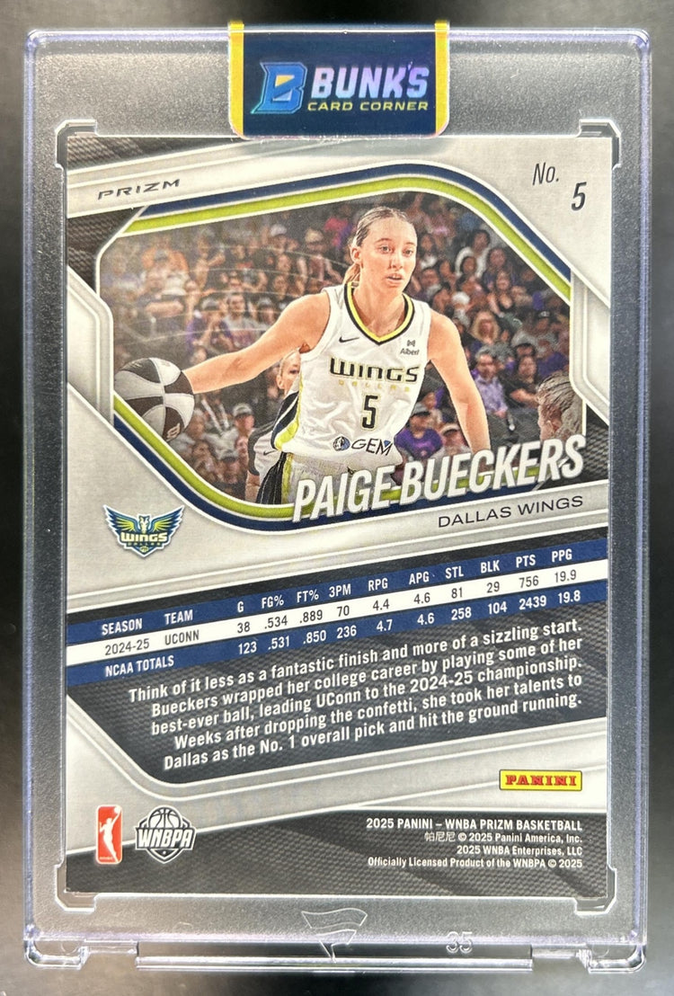 Paige Bueckers 2025 Panini WNBA Prizm #5 Blue Velocity RC Wings