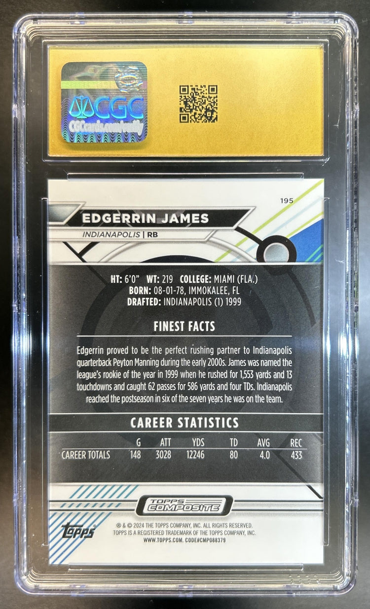 Edgerrin James 2023 Topps Composite #195 Finest Refractor 11/25 Colts CGC Pristine 10