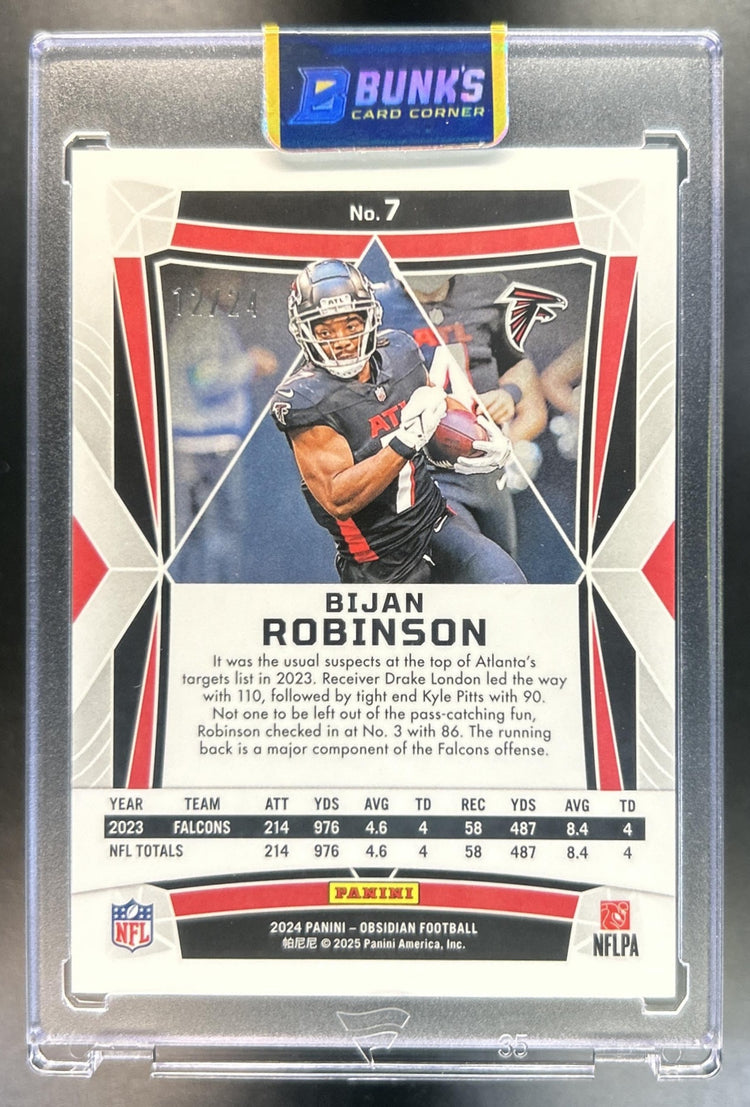 Bijan Robinson 2024 Panini Obsidian #7 Orange Mosaic International 12/24 Falcons