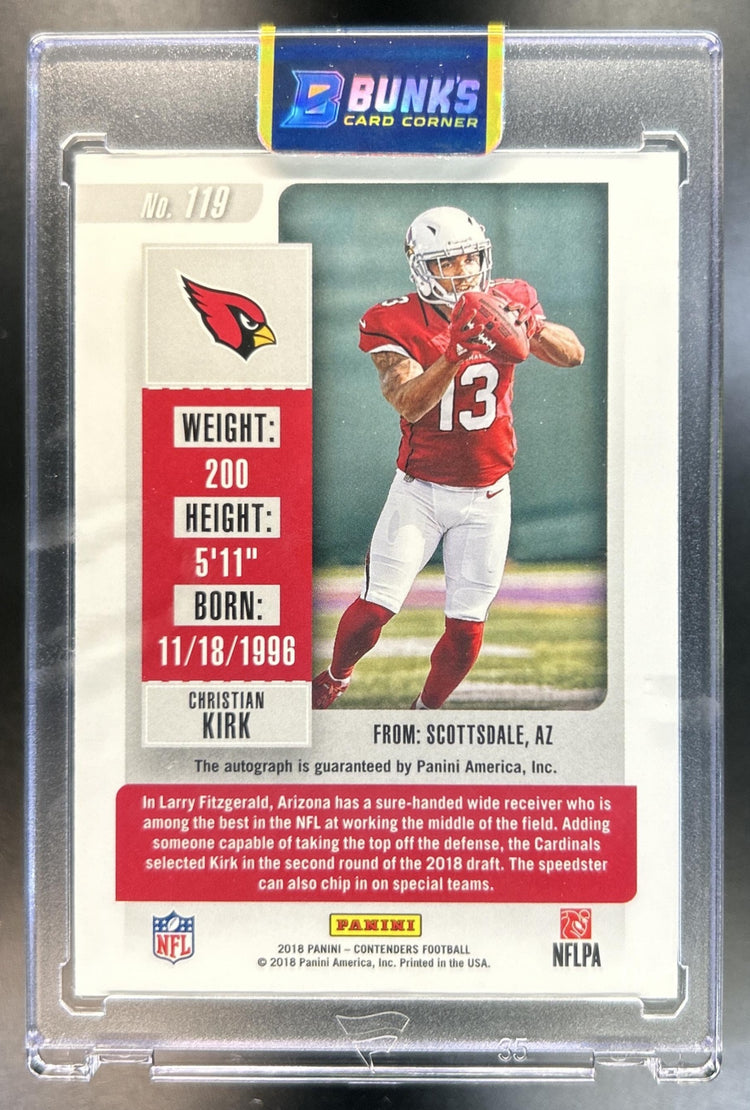 Christian Kirk 2018 Panini Contenders #119 Rookie Cracked Ice Ticket RPS 22/24 Auto RC Cardinals
