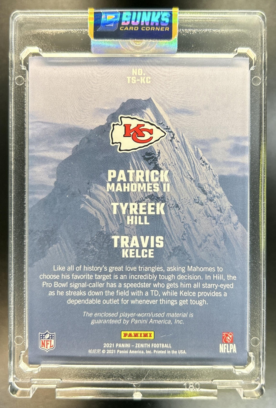 Patrick Mahomes II Travis Kelce Tyreek Hill 2021 Panini Zenith #TS-KC Team Summit 131/149 Chiefs
