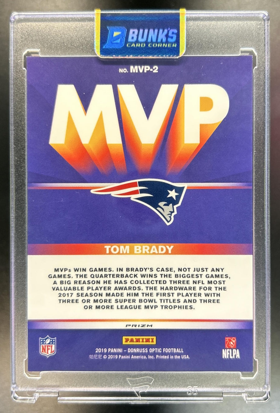 Tom Brady 2019 Panini Donruss Optic #MVP-2 MVP Patriots