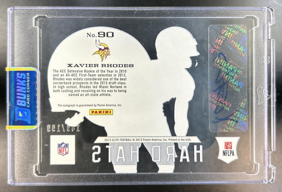 Xavier Rhodes 2013 Panini Elite #90 Rookie Hard Hats Auto 149/199 RC Vikings