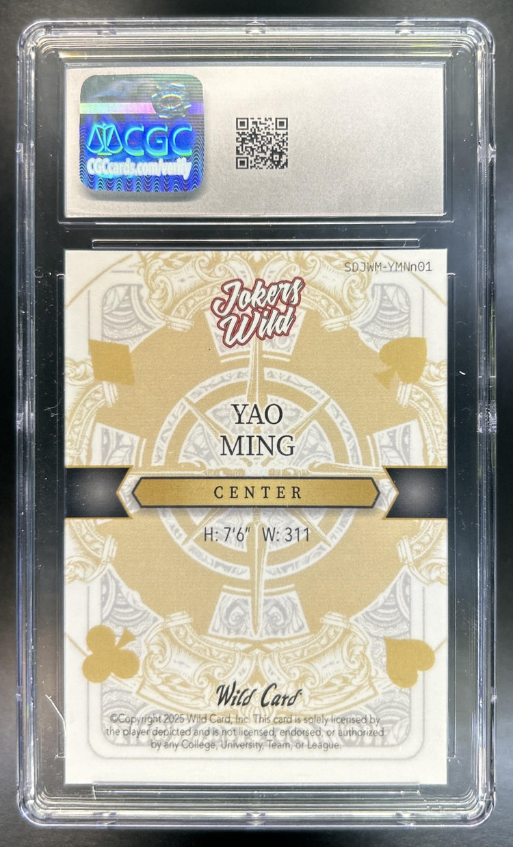 Yao Ming Wild Card #SDJWM-YMNn01 2025 Jokers Wild 1/1 Lazer CGC 10
