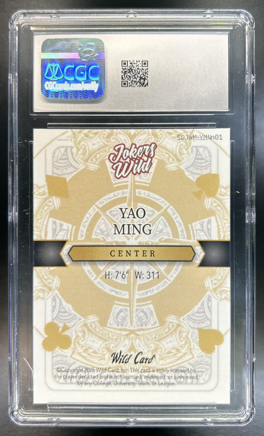 Yao Ming Wild Card #SDJWM-YMNn01 2025 Jokers Wild 1/1 Lazer CGC 10