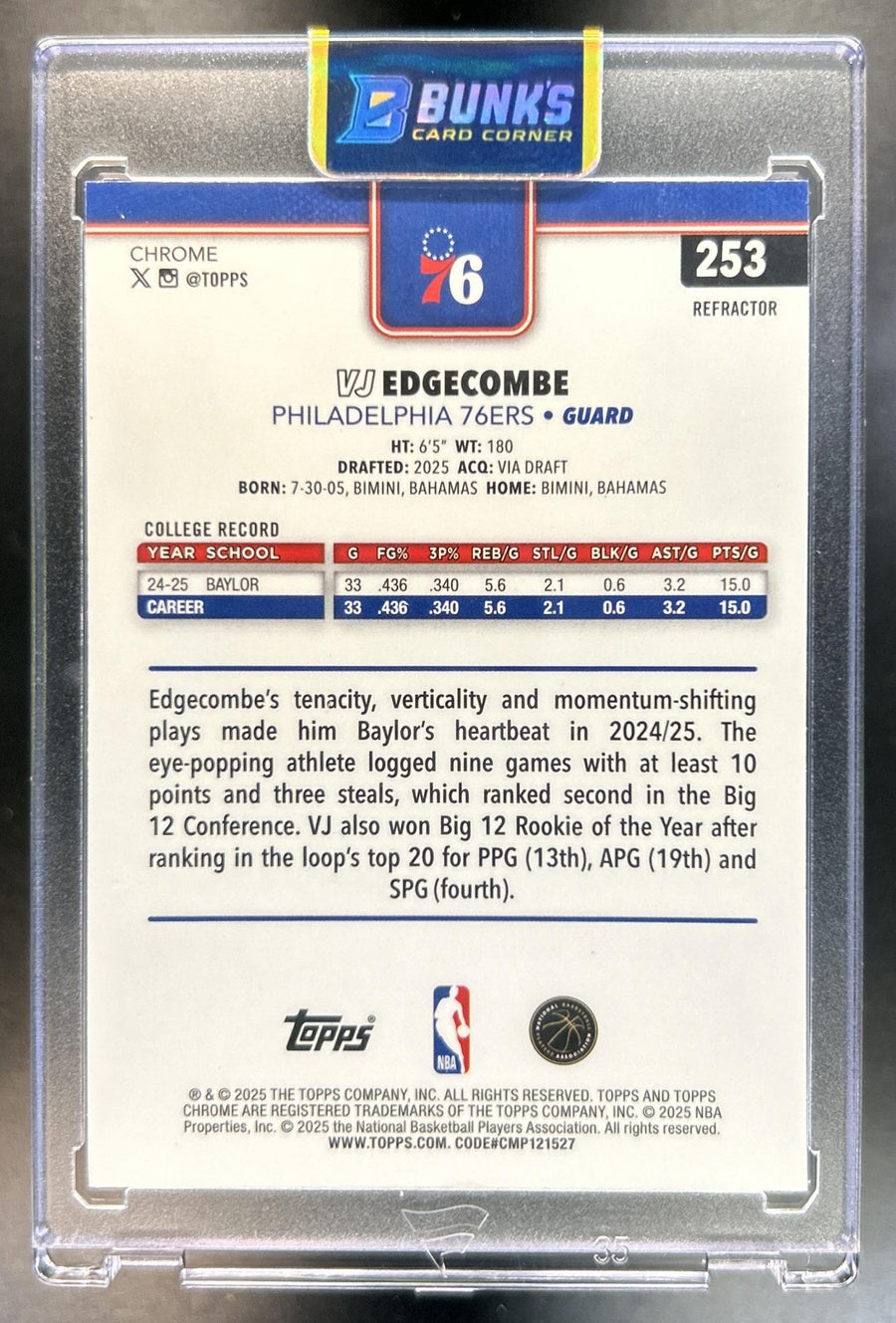 VJ Edgecombe back image