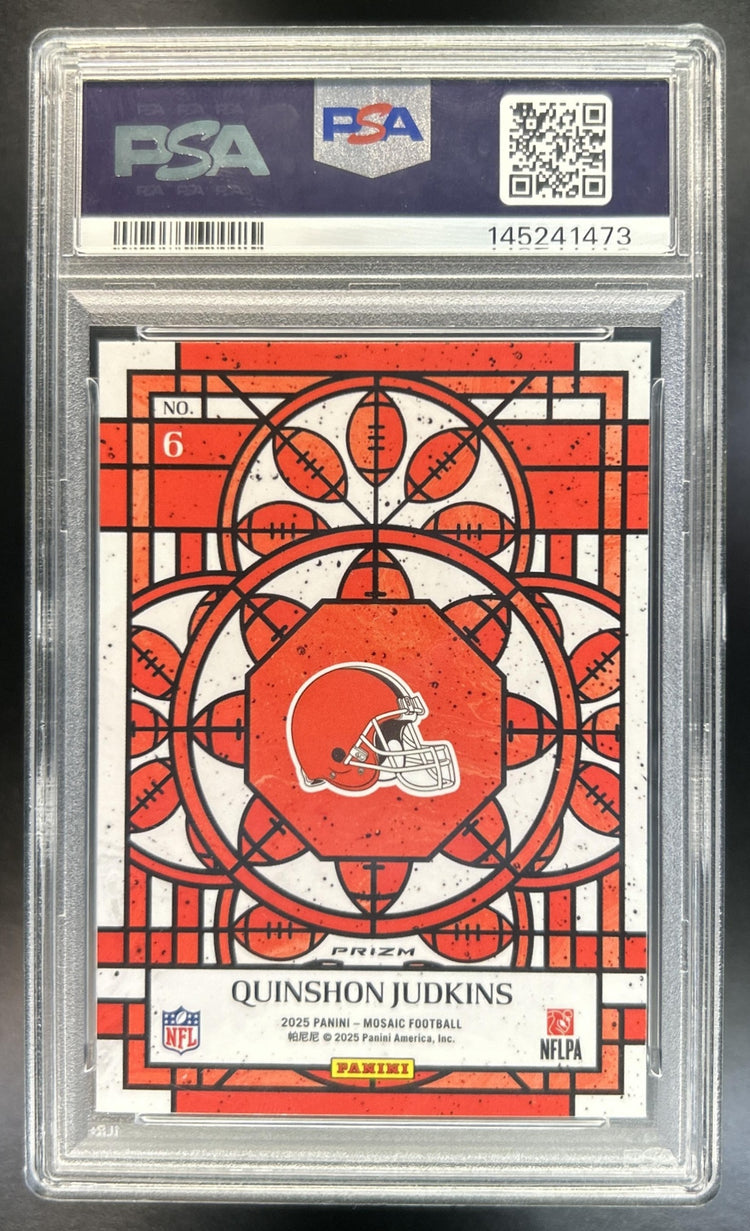 Quinshon Judkins 2025 Panini Mosaic #6 Stained Glass RC Browns PSA 9