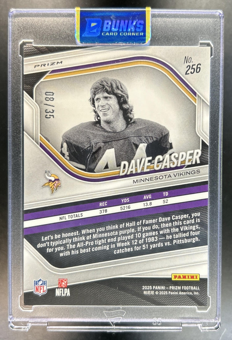 Dave Casper 2025 Panini Prizm #256 Blue Shimmer 8/35 Vikings