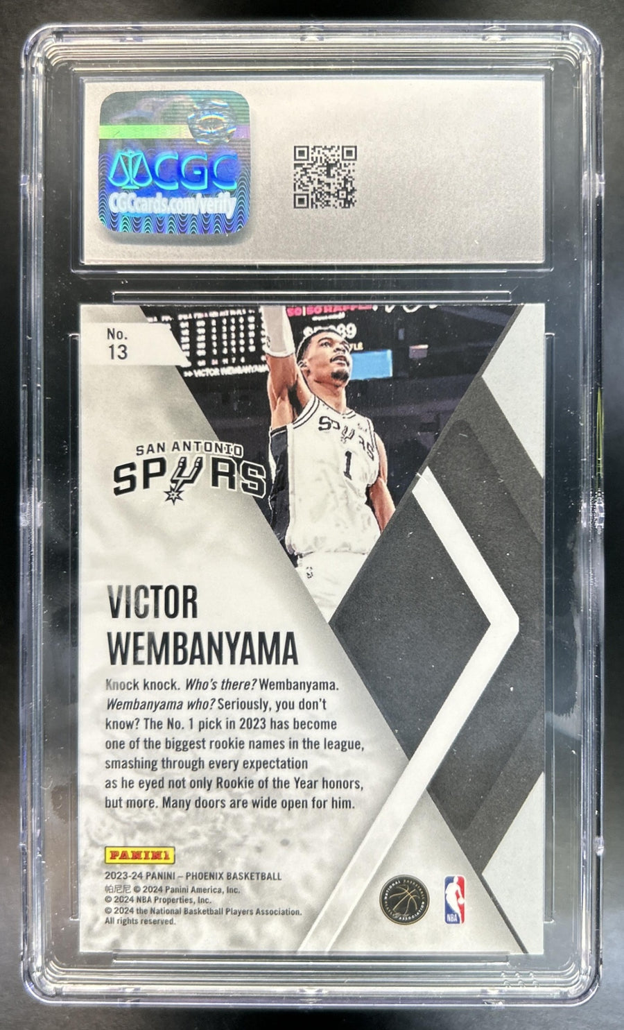 Victor Wembanyama 2023-24 Panini Phoenix #13 Instant Phenom RC Spurs