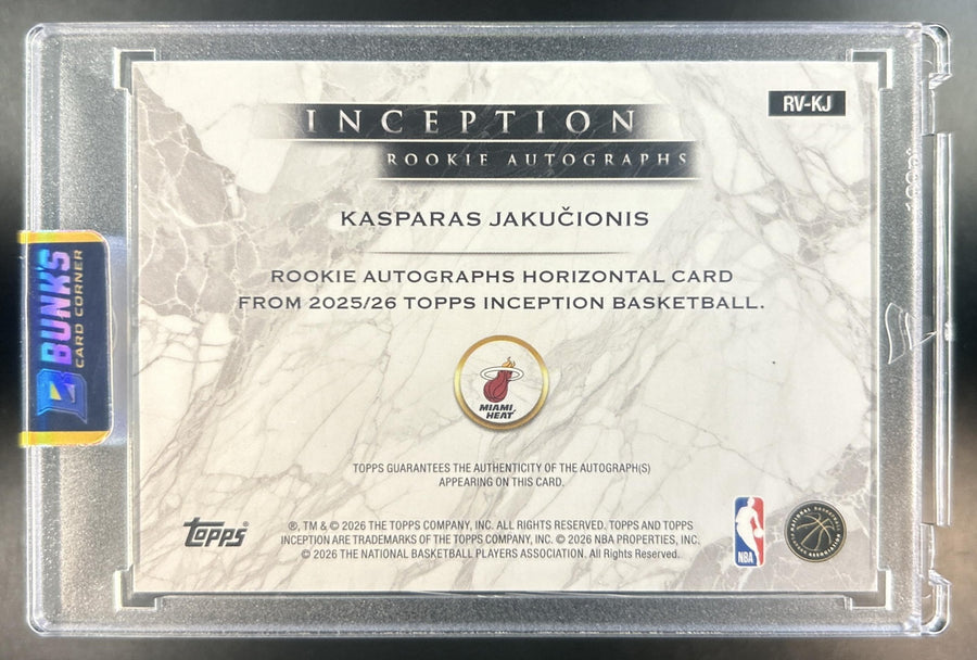 Kasparas Jakucionis 2025-26 Topps Inception #RV-KJ Rookie Auto Horizontal Variation Red 34/75 RC Heat