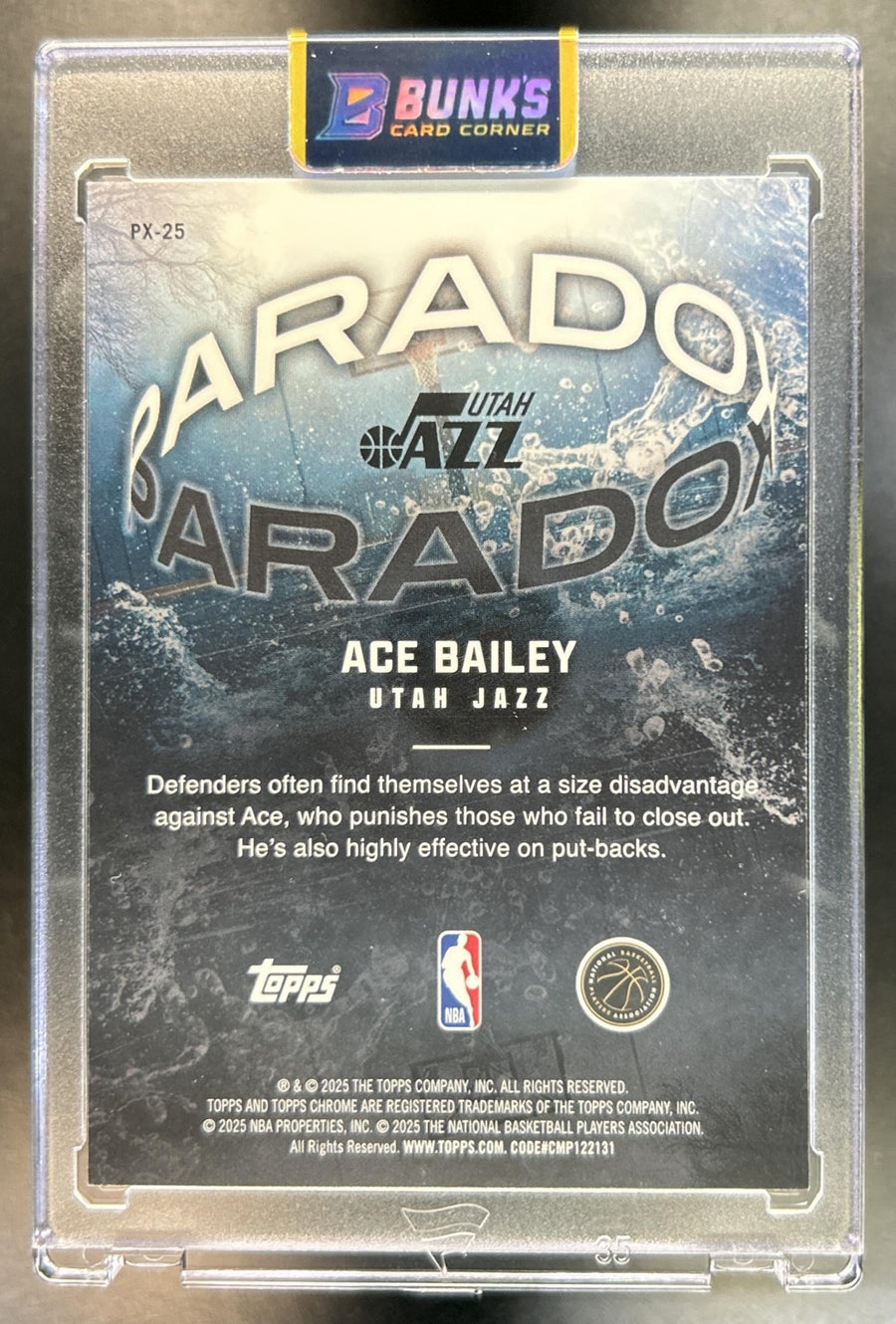 Ace Bailey 2025-26 Topps Chrome #PX-25 Paradox RC SSP Jazz