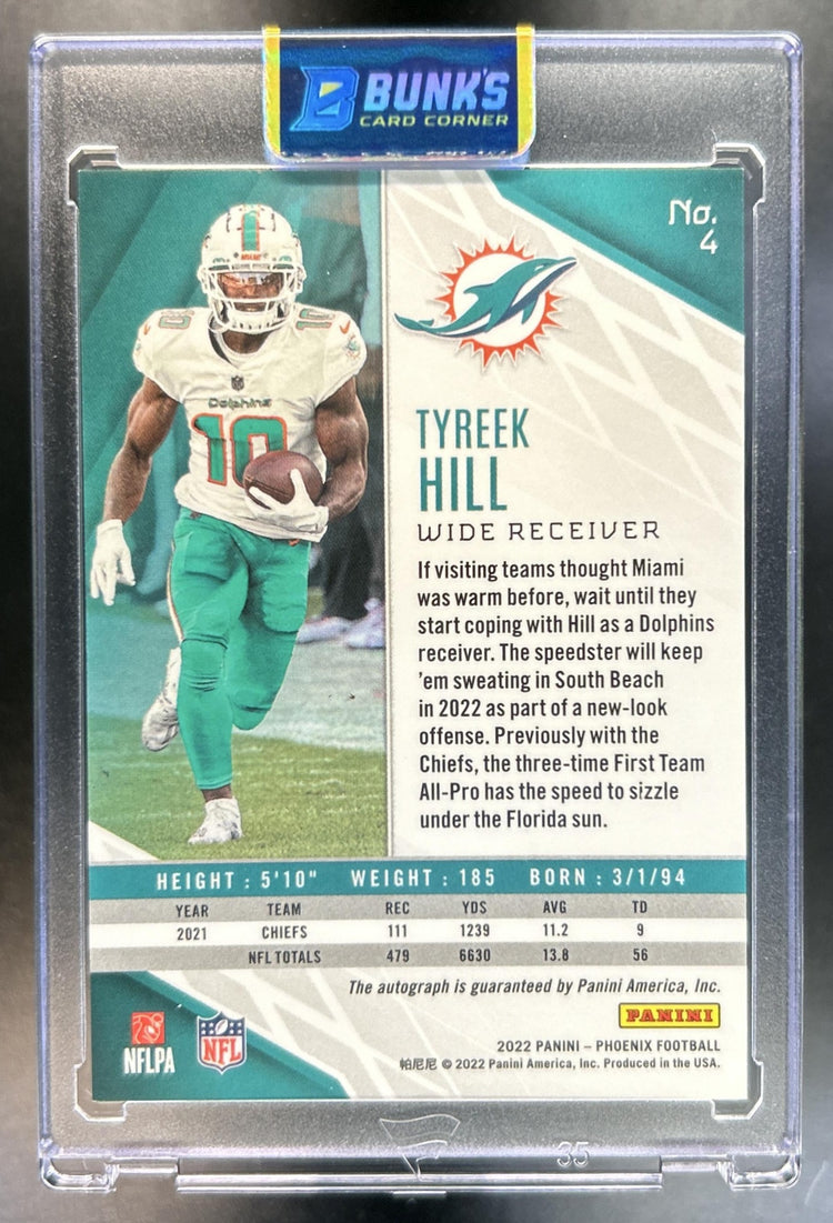 Tyreek Hill 2022 Panini Phoenix #4 Auto Silver Dolphins