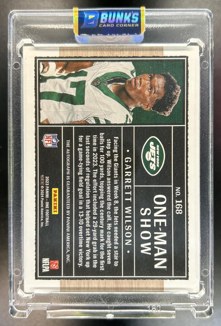 Garrett Wilson 2023 Panini One #168 Bronze 24/25 Man Show Auto Jets