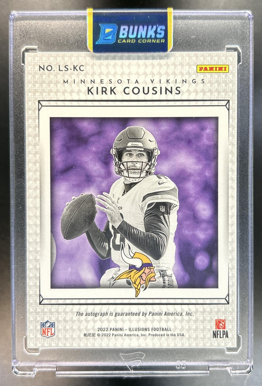Kirk Cousins 2022 Panini Illusions #LS-KC Limelight Signatures 13/15 Auto Vikings