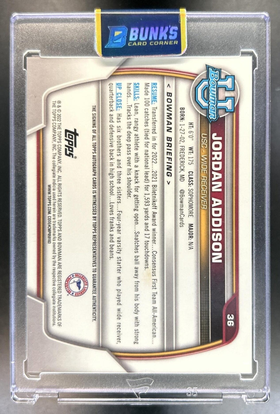 Jordan Addison back image