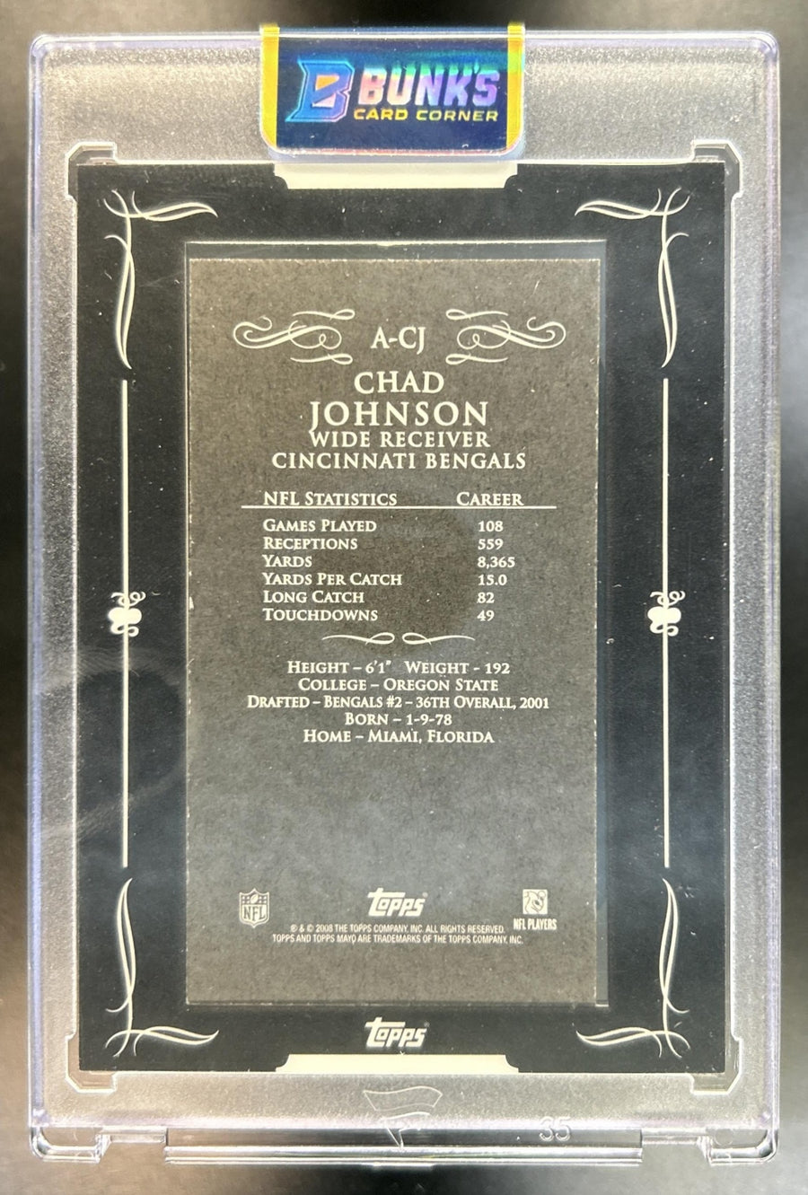 Chad Johnson 2008 Topps Mayo #A-CJ Relics Bengals