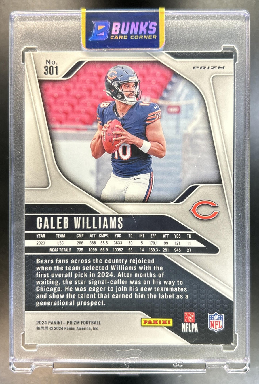 Caleb Williams 2024 Panini Prizm #301 Orange Disco RC Bears