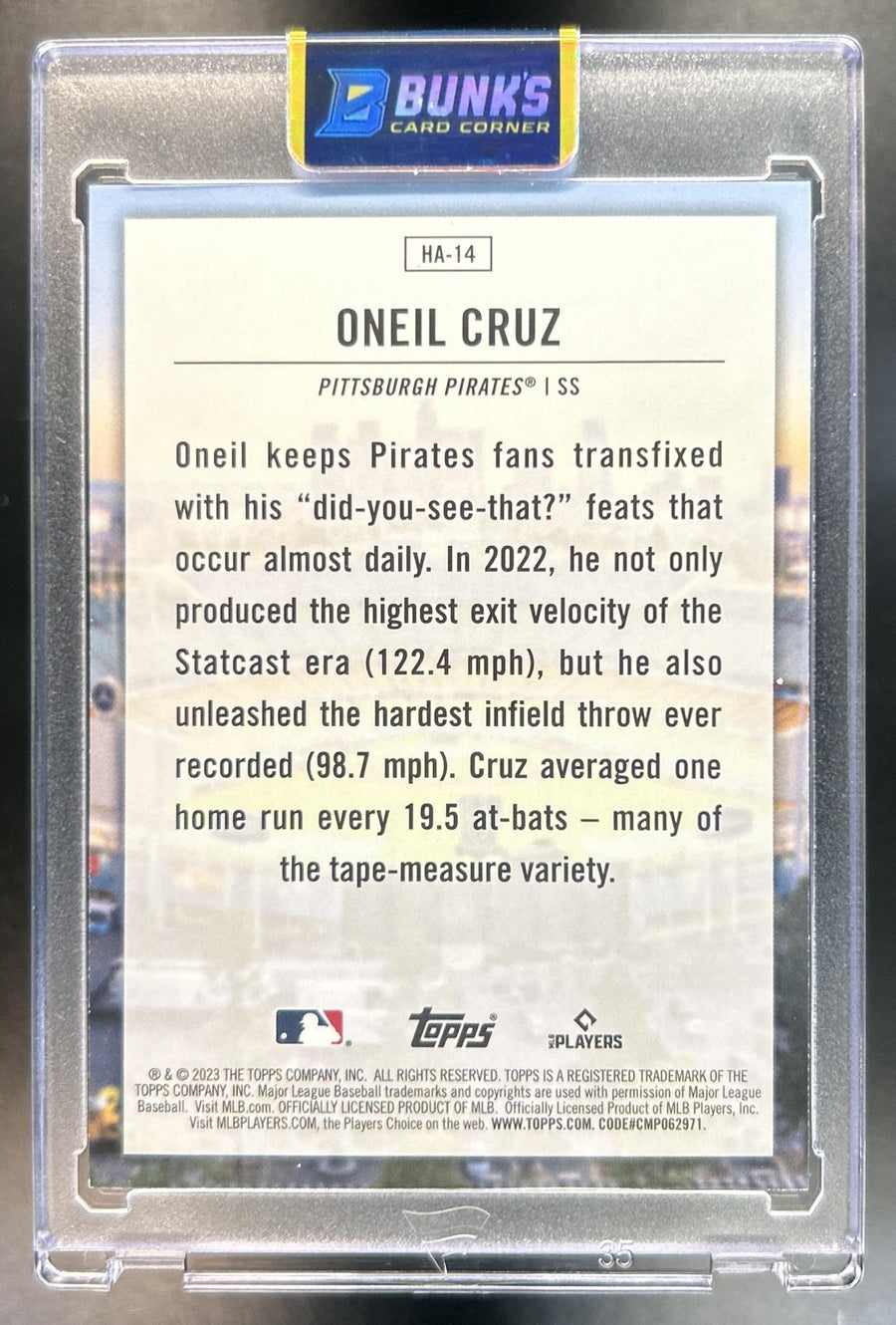 Oneil Cruz 2023 Topps #HA-14 Home Field Advantage Pirates