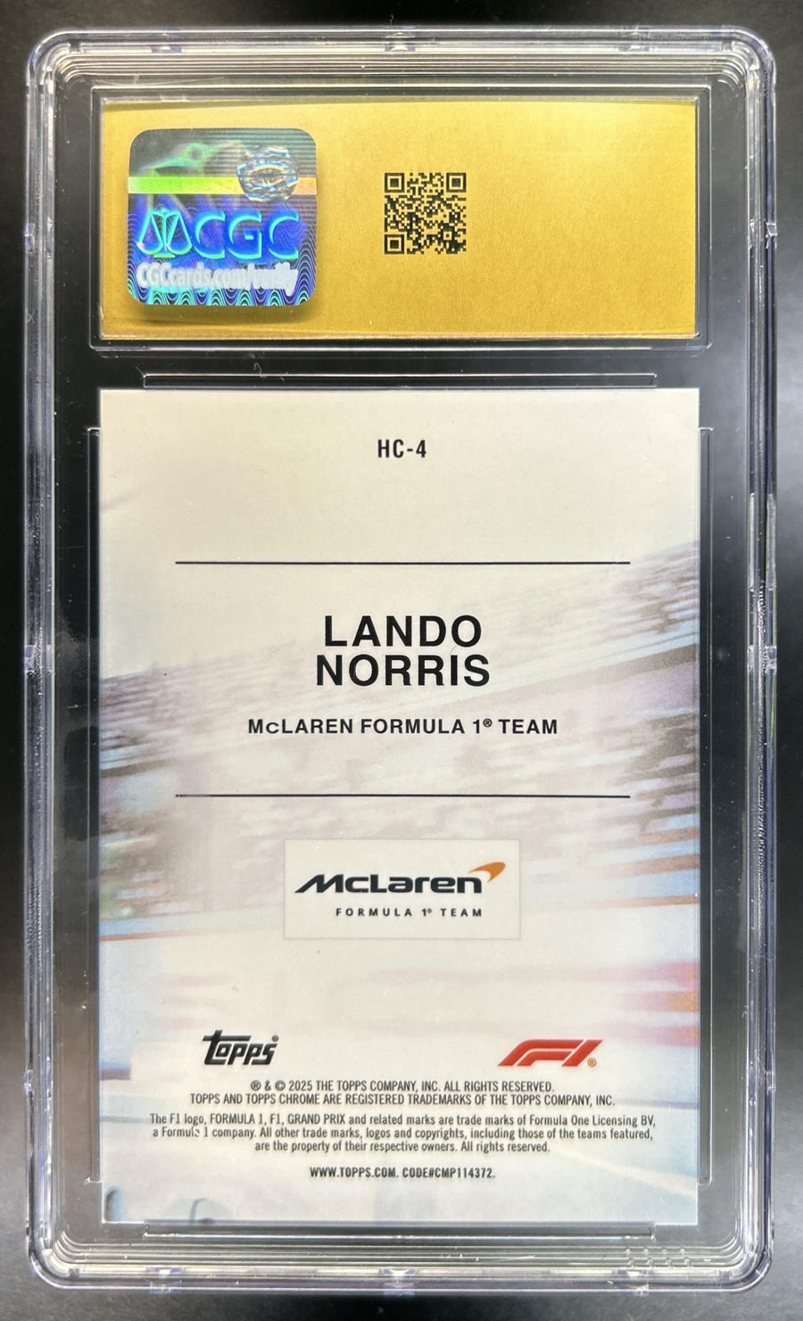 Lando Norris Chrome Formula 1 #HC-4 Helmet Collection CGC 10 *Pop. 1*