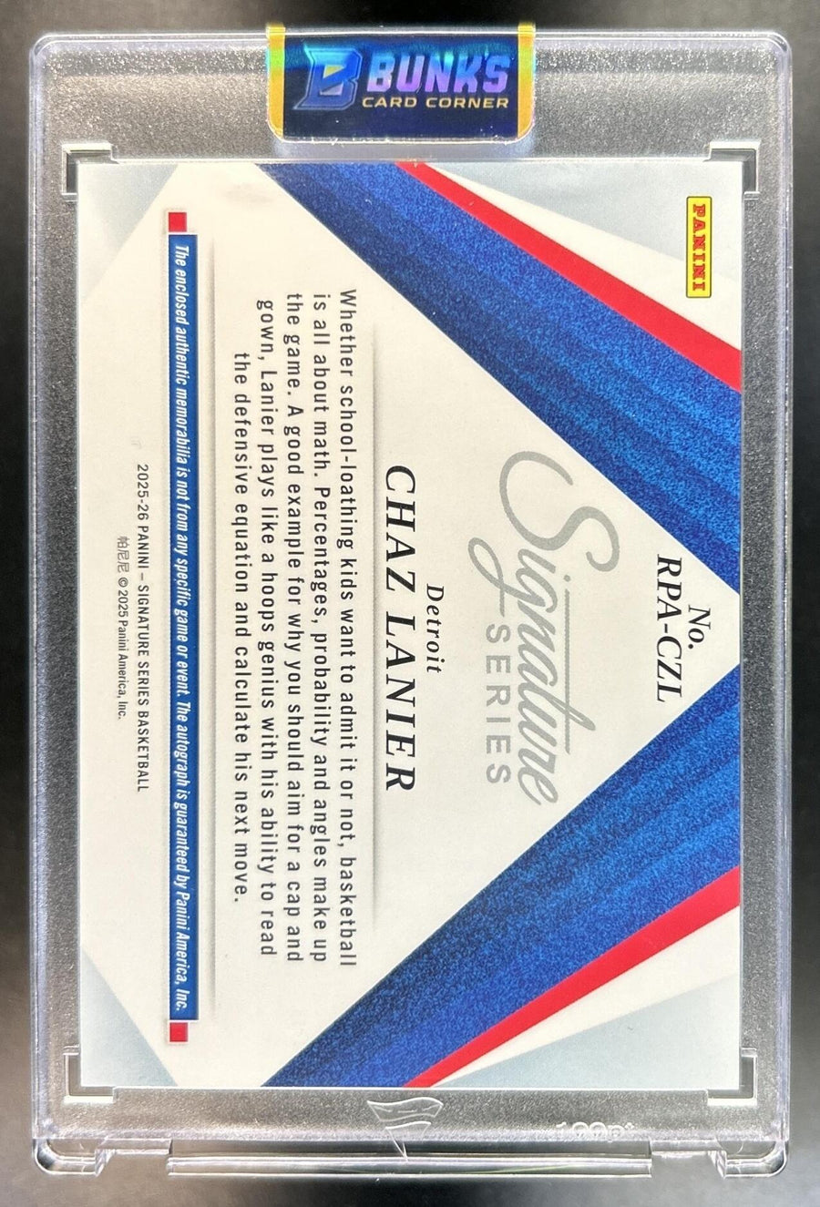Chaz Lanier 2025-26 Panini Signature Series #23 Rookie Patch Auto MEM RC 44/49 Pistons