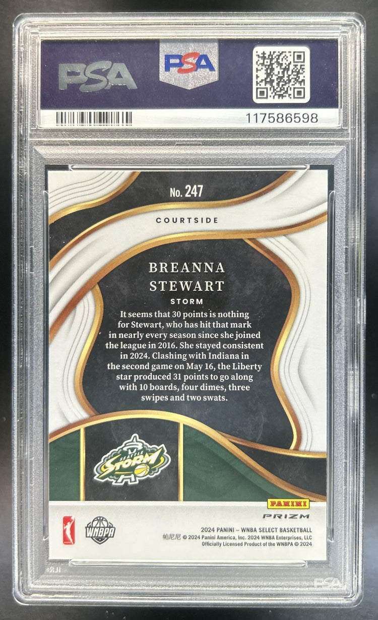 Breanna Stewart 2024 Panini Select WNBA #247 Red Ice Prizms Courtside Storm PSA 9