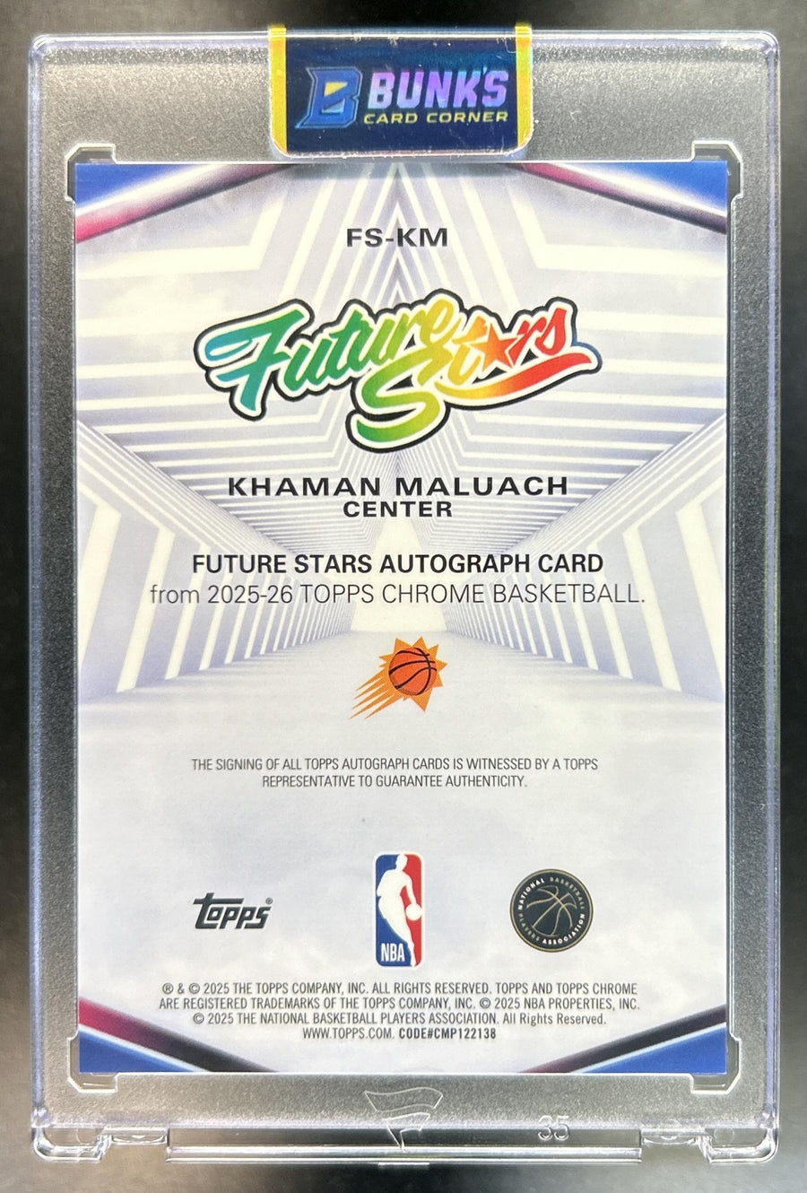 Khaman Maluach 2025-26 Topps Chrome #FS-KM Future Stars Auto RC Suns