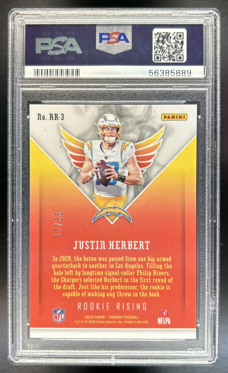 Justin Herbert 2020 Panini Immaculate Collection #RR3 Rookie Reserve Brand Logo MEM RC Chargers PSA 10