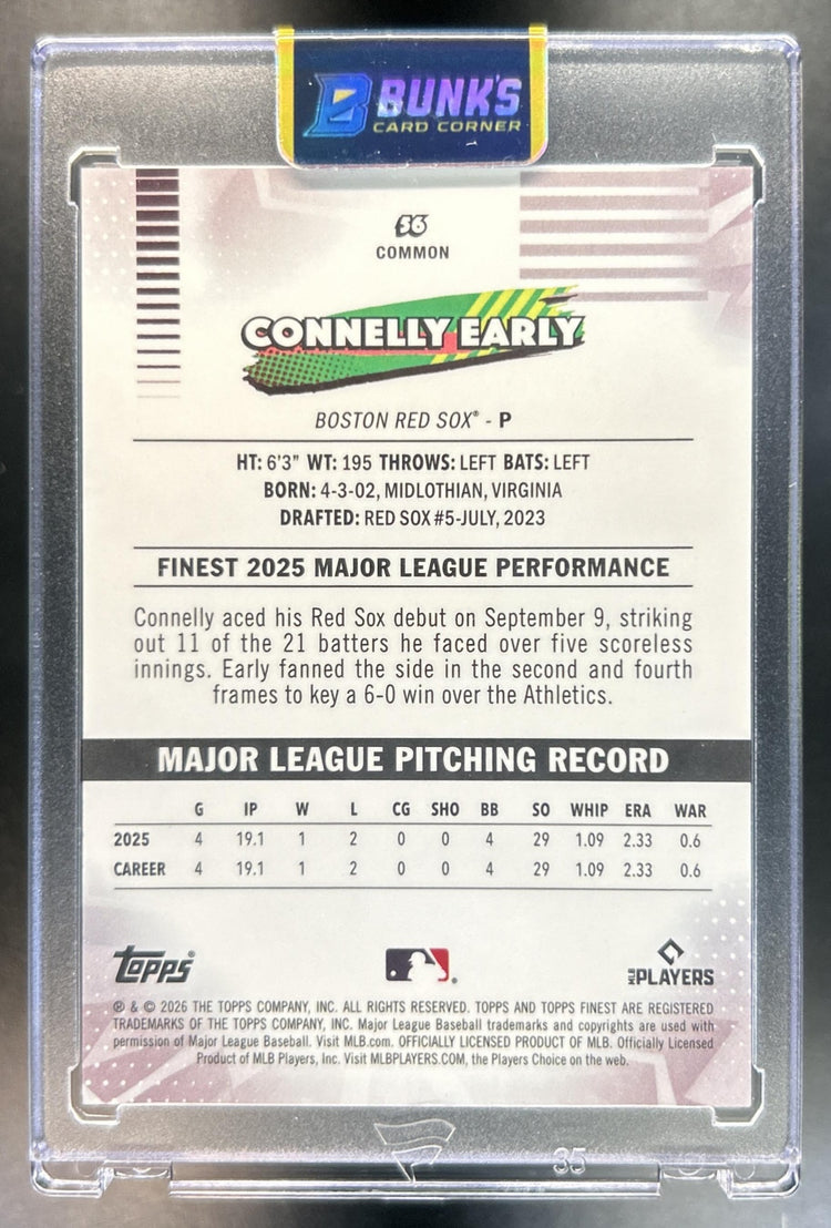 Connelly Early 2026 Topps Finest #56 Orange Mini-Diamond Refractor 25/25 Bookend RC Red Sox