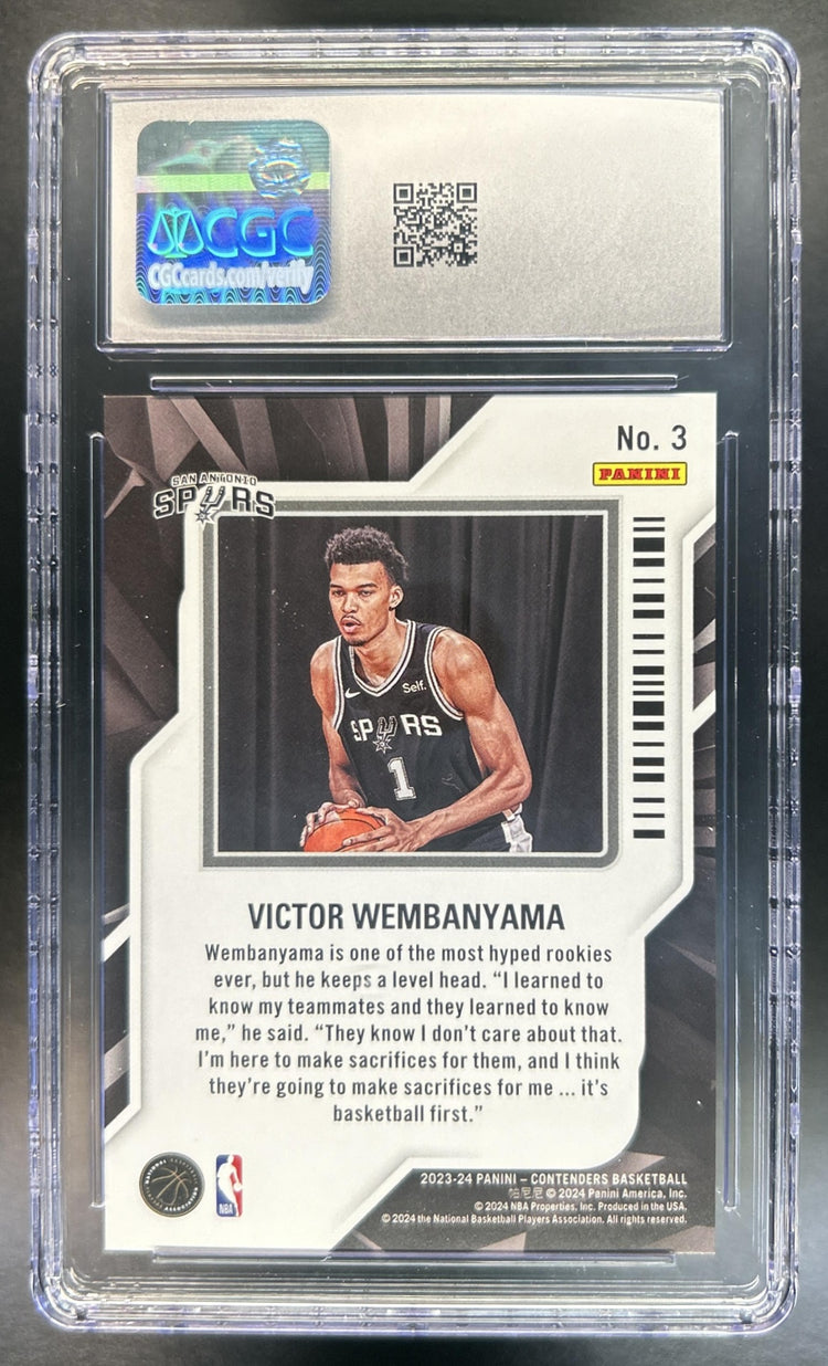 Victor Wembanyama 2023-24 Panini Contenders #3 Rookie of the Year RC Spurs CGC 10