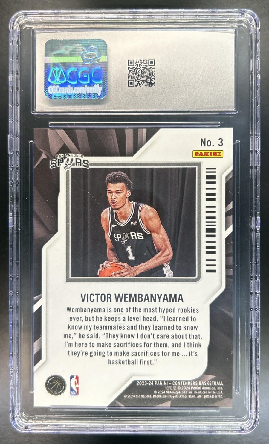 Victor Wembanyama 2023-24 Panini Contenders #3 Rookie of the Year RC Spurs CGC 10