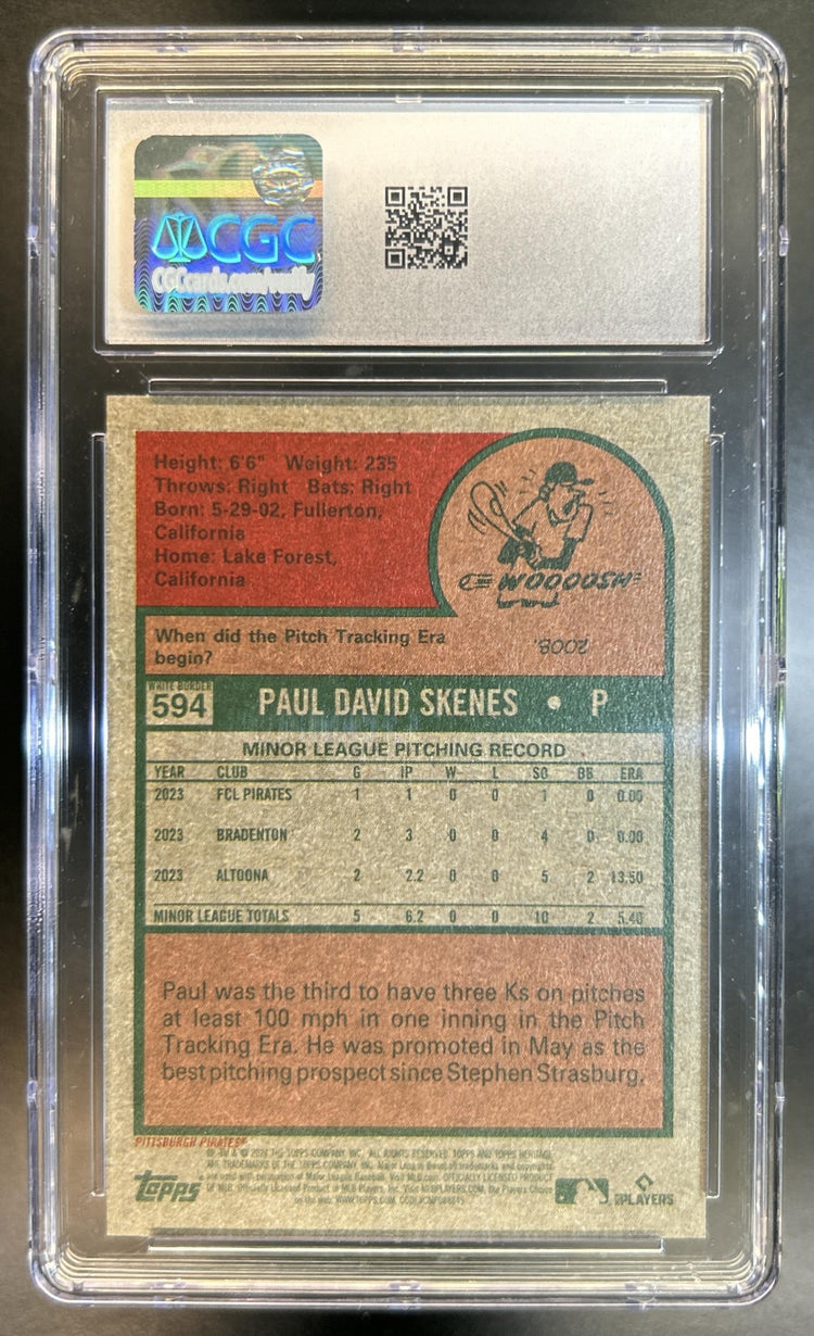 Paul Skenes 2024 Topps Heritage High Number #594 RC Pirates CGC 10