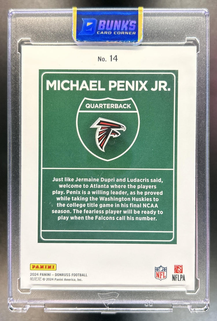 Michael Penix Jr. 2024 Panini Donruss #14 Downtown! SSP RC Falcons