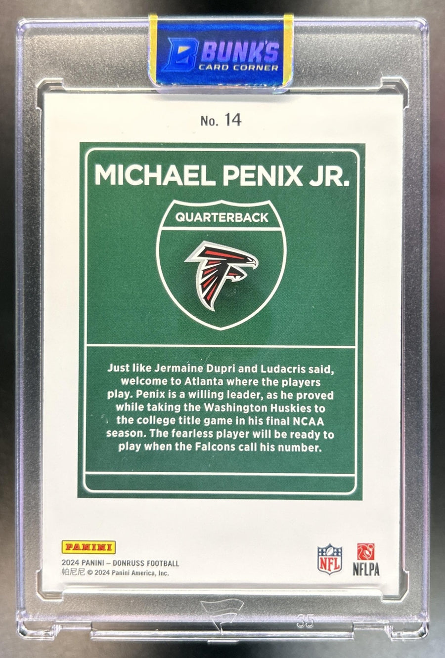 Michael Penix Jr. 2024 Panini Donruss #14 Downtown! SSP RC Falcons