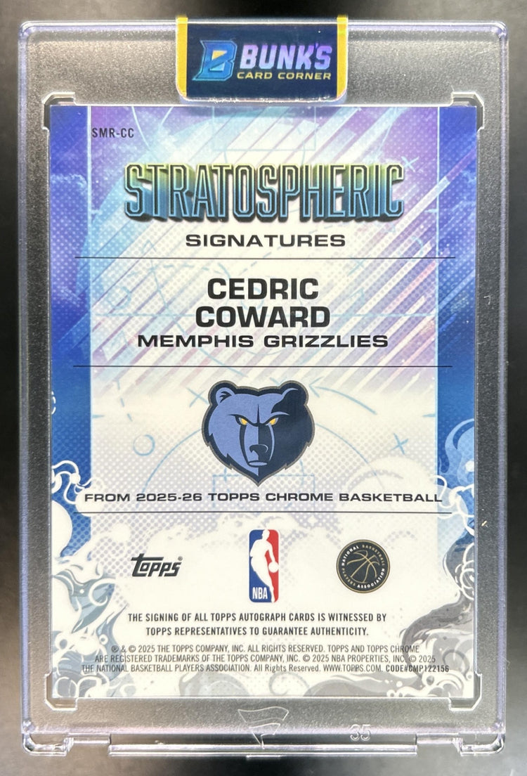 Cedric Coward 2025-26 Topps Chrome #SMR-CC Rookie Stratospheric Signatures RC Auto Grizzlies