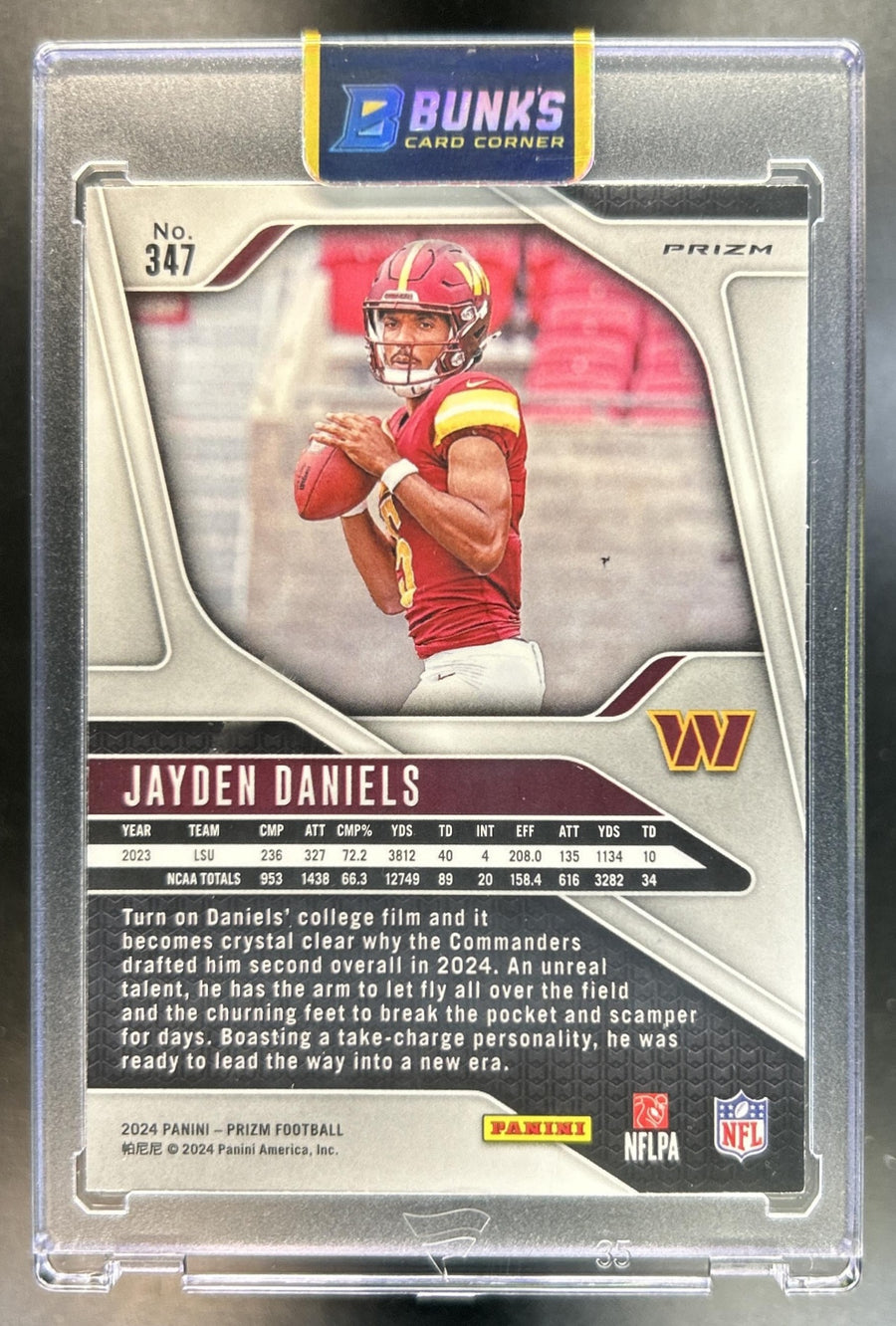 Jayden Daniels 2024 Panini Prizm #347 Silver RC Commanders