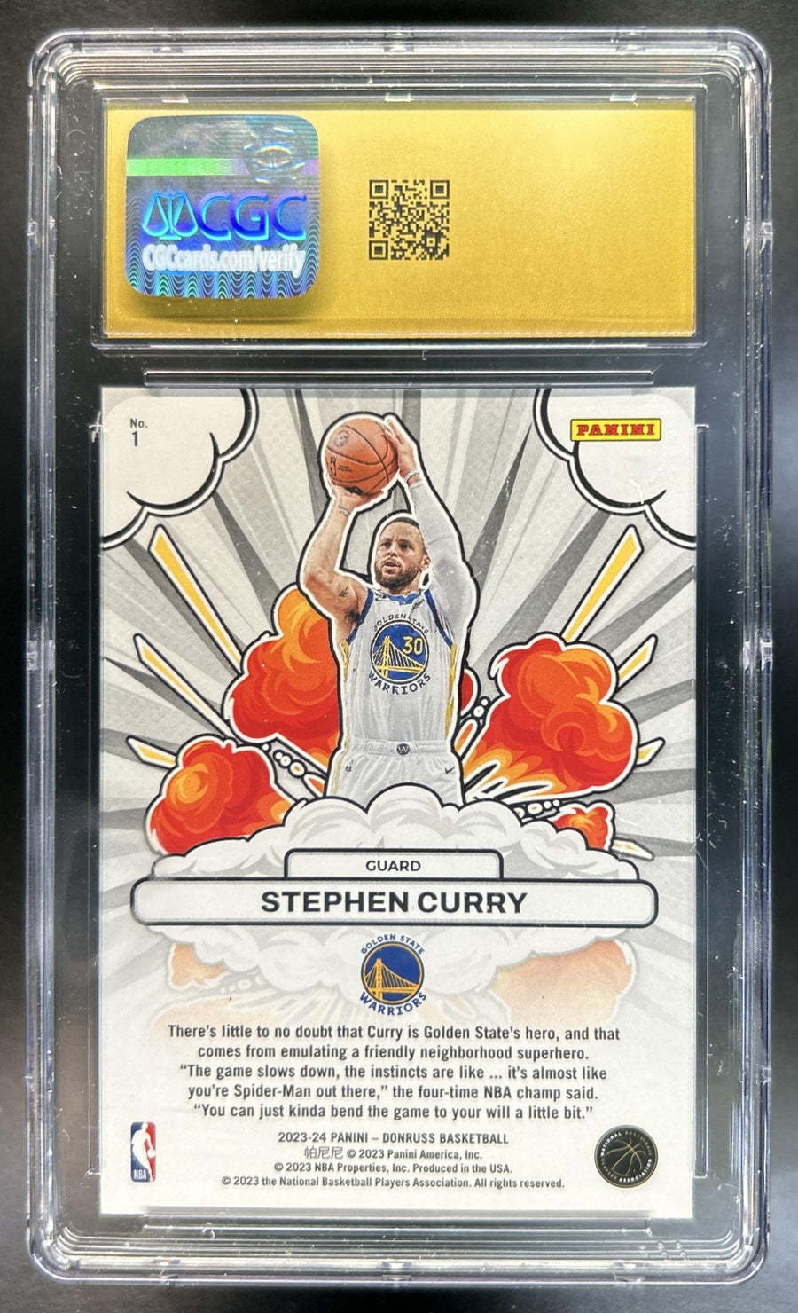 Stephen Curry 2023-24 Panini Donruss #1 Bomb Squad Warriors CGC 10