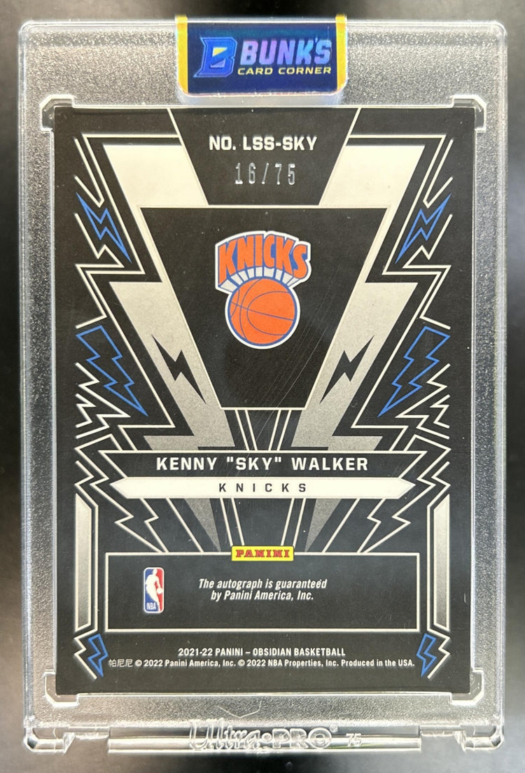 Kenny "Sky" Walker 2021-22 Panini Obsidian #LSS-SKY Lightning Strike Signatures Electric Etch Purple 16/75 Auto Knicks