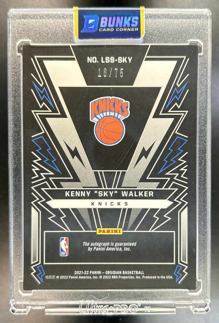 Kenny "Sky" Walker 2021-22 Panini Obsidian #LSS-SKY Lightning Strike Signatures Electric Etch Purple 16/75 Auto Knicks