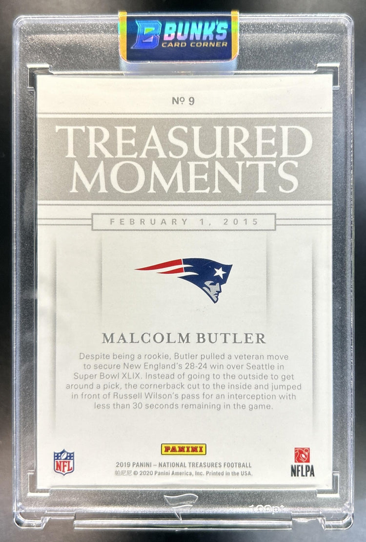 Malcolm Butler 2019 Panini National Treasures #9 Treasured Moments 15/75 Patriots
