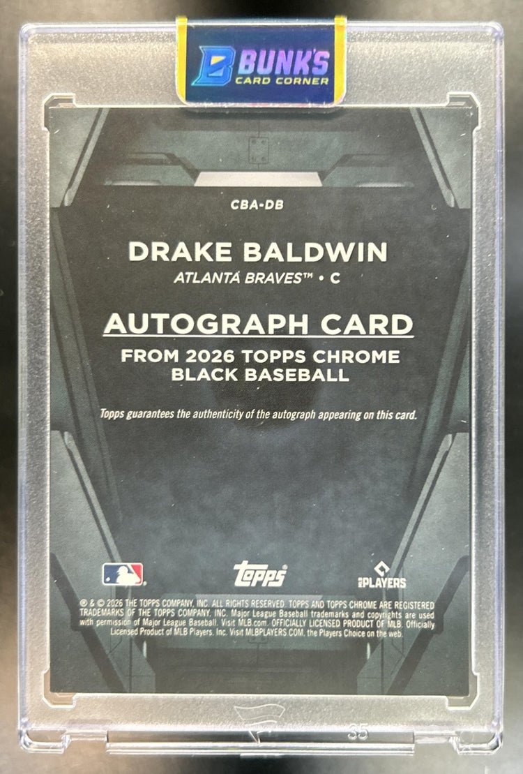 Drake Baldwin 2026 Topps Chrome Black #CBA-DB Auto Braves