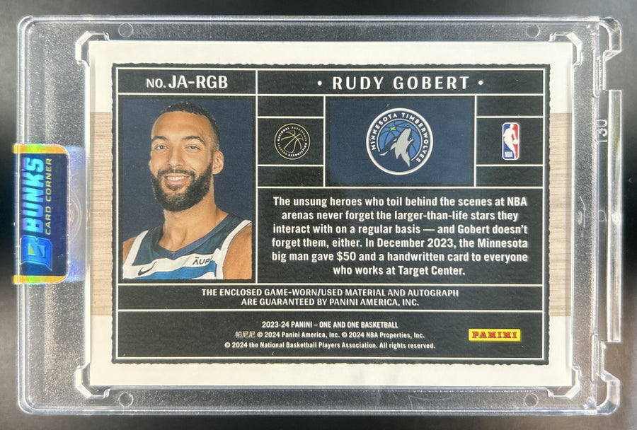 Rudy Gobert 2023-24 Panini One & Basketball #JA-RGB Jersey Auto 7/35 Timberwolves