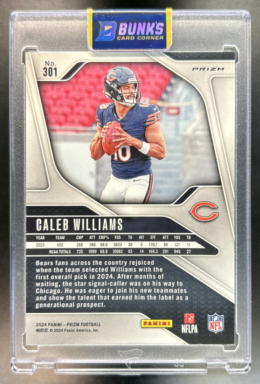 Caleb Williams 2024 Panini Prizm #301 Lazer RC Bears