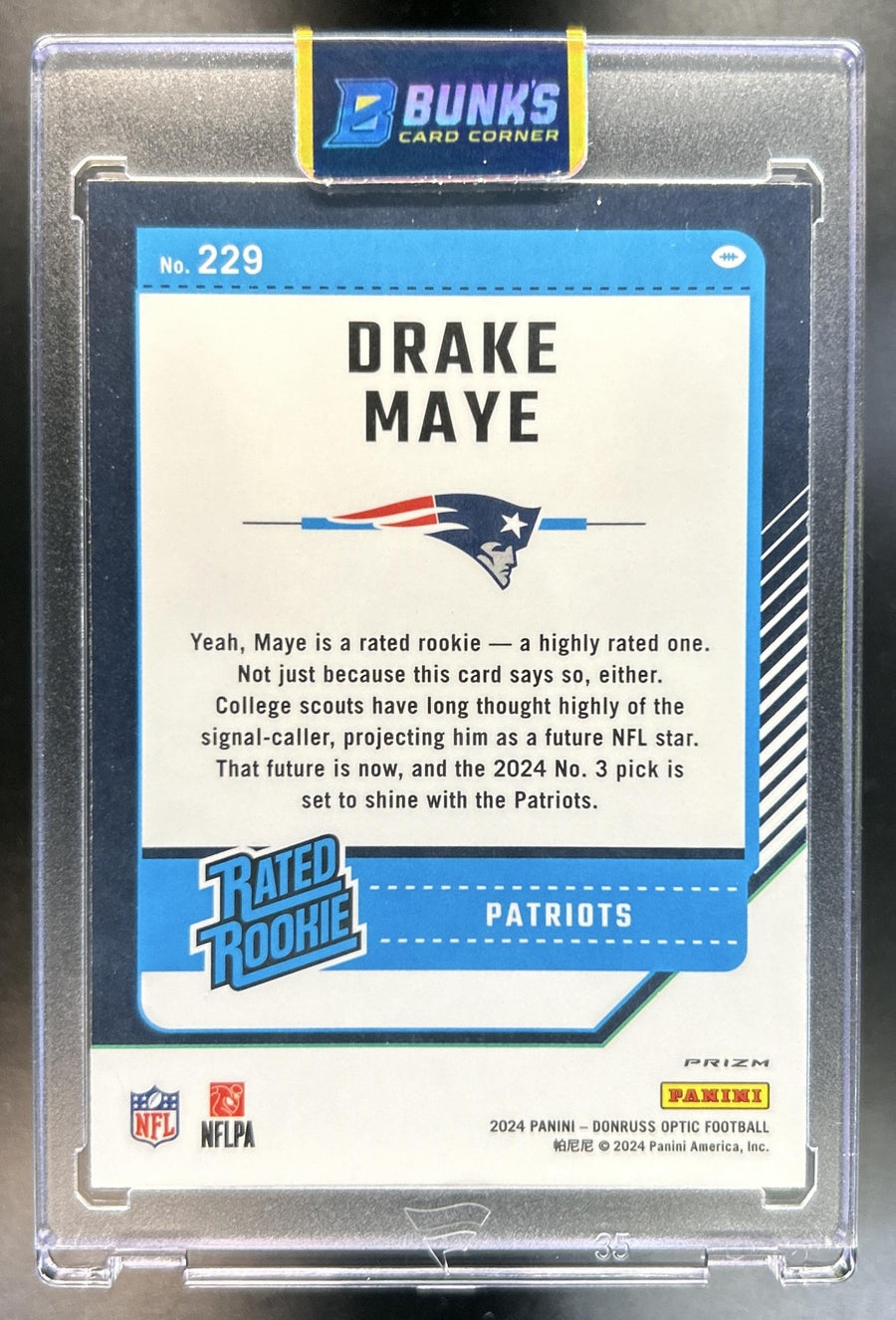 Drake Maye 2024 Panini Donruss Optic #229 Stars Rated Rookie Patriots