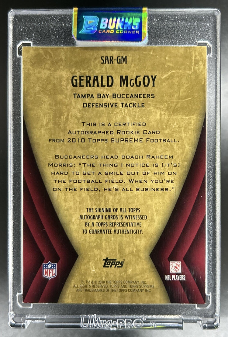 Gerald McCoy 2010 Topps Supreme #SAR-GM Rookie Auto RC Buccaneers