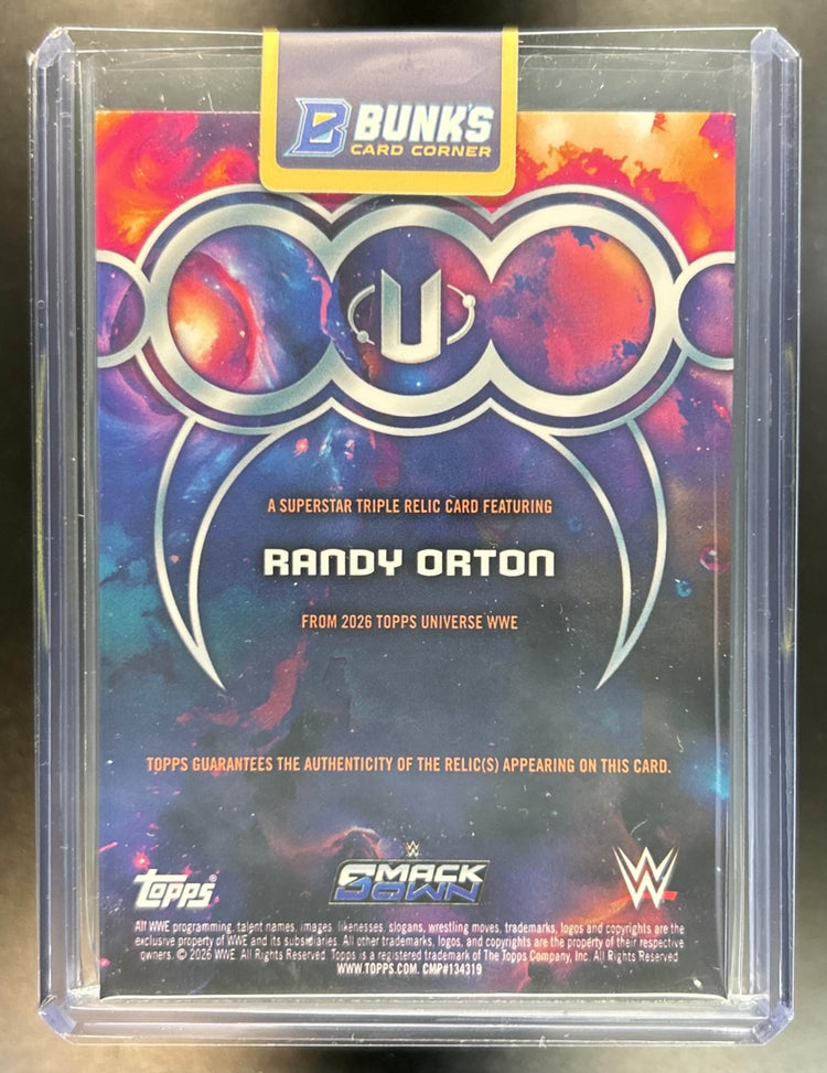Randy Orton Universe WWE #STR-RO Superstar Triple Relics Aqua Speckle 185/299 MEM