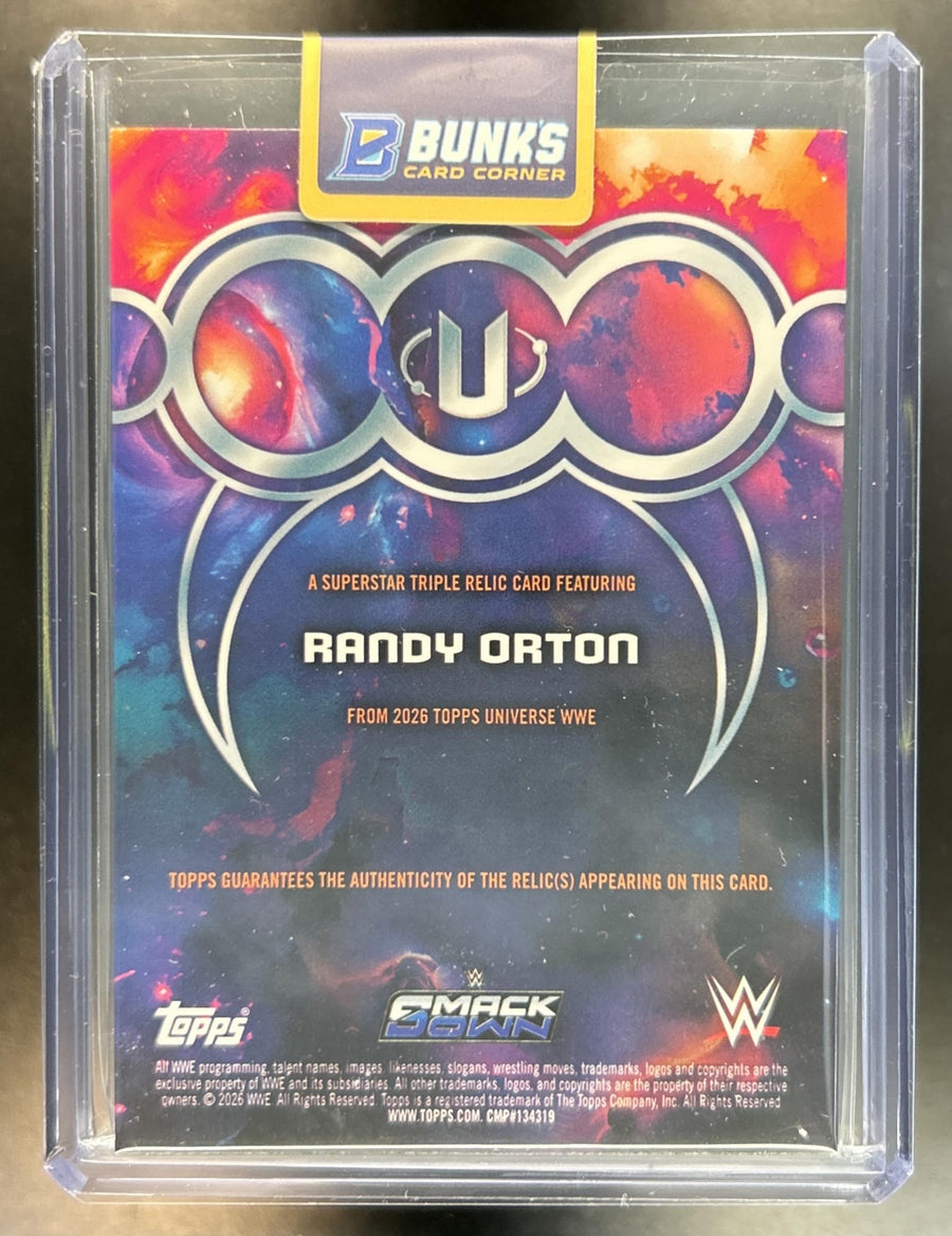 Randy Orton Universe WWE #STR-RO Superstar Triple Relics Aqua Speckle 185/299 MEM