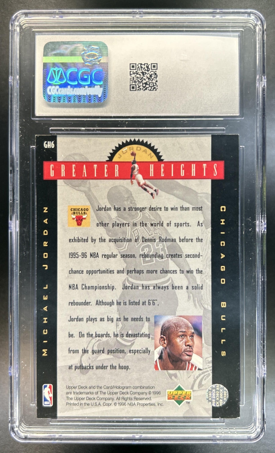 Michael Jordan 1996-97 Upper Deck Greater Heights 3x5 #GH6 Bulls