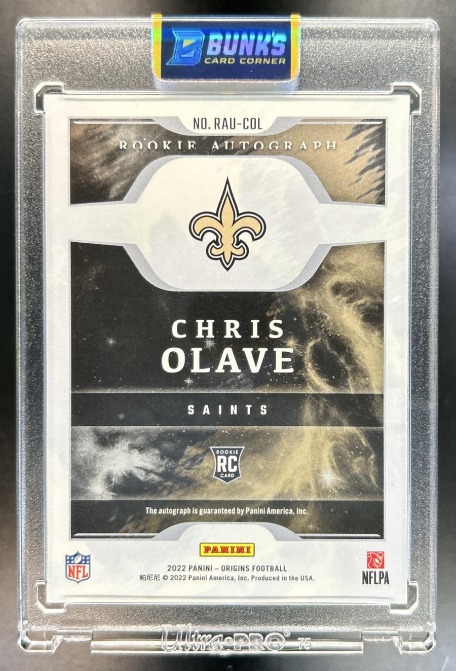 Chris Olave 2022 Panini Origins #RAU-COL Rookie Auto Blue 44/49 RC Saints